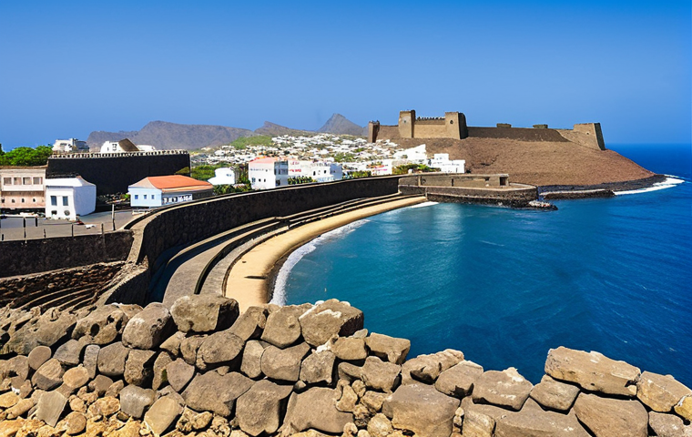 카보베르데 산티아고 섬 명소 - Cidade Velha Fortress**

"A panoramic view of the Real de São Filipe fortress in Cidade Velha, Cape ...